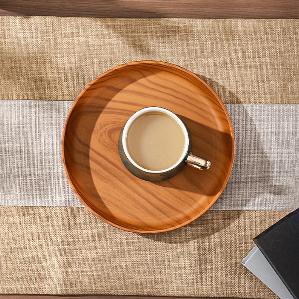 Cake Board Round - จานขนมพลาสติกทรงกลม 1 ชิ้น สไตล์ญี่ปุ่น ถาดไม้สำหรับกาแฟ ถาดไม้สำหรับขนมขบเคี้ยวและผลไม้อบแห้ง