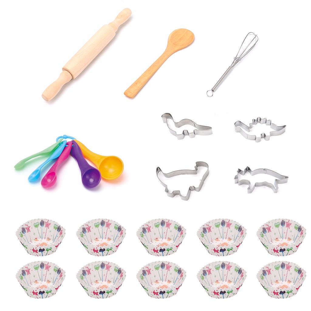 Kitchen Kids Baking Set - ชุดเครื่องแต่งกายเชฟเด็ก 25 ชิ้น พร้อมอุปกรณ์ทำขนมครบชุด ของขวัญสำหรับเด็ก ชุดทำอาหาร