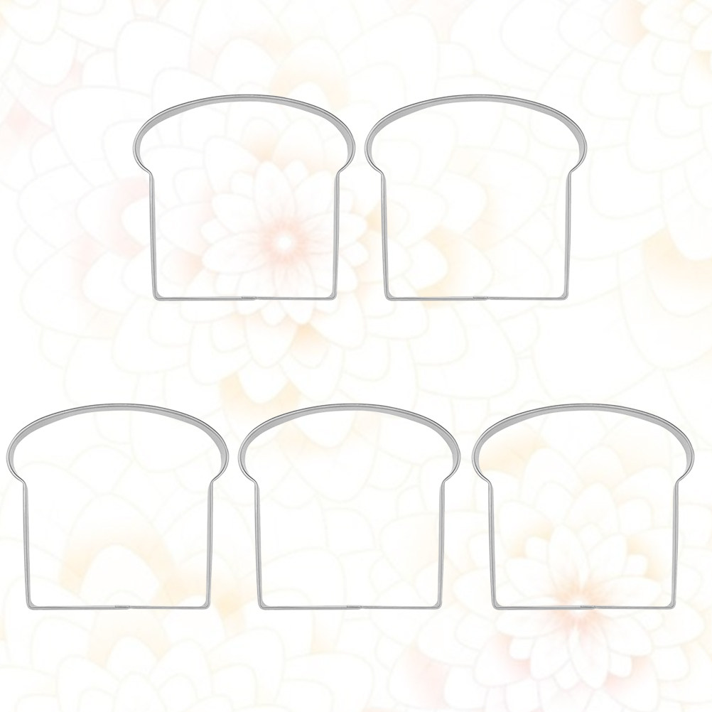 Baking Kitchen Diy - ชุดแม่พิมพ์คุกกี้รูปขนมปังปิ้ง 5 ชิ้น ทำจากสแตนเลส สำหรับทำขนมปัง บิสกิต