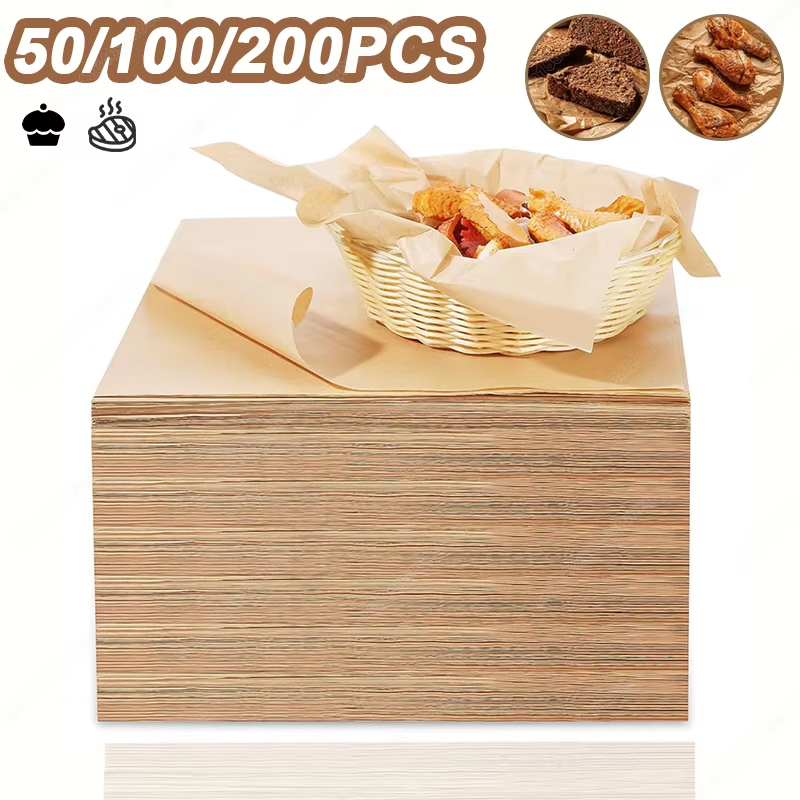 Kitchen Baking Utensil - 50/100/200PCS กระดาษรองอบ Parchment แผ่นอบเตาอบ Air Fryer