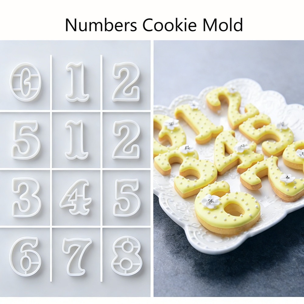 Baking Kitchen Diy - เครื่องตัดคุกกี้รูปตัวเลข แม่พิมพ์บิสกิต อุปกรณ์ทำขนม อุปกรณ์อบขนม DIY