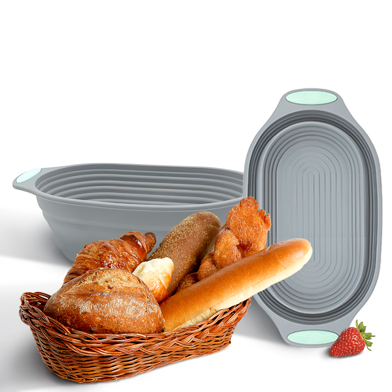 Kitchen Baking Utensil - ตะกร้าพับได้ทำจากซิลิโคนสำหรับพักแป้งขนมปัง 1 ชิ้น - ชามอบขนมปังซาวโดว์ อุปกรณ์ครัวเกรดอาหาร