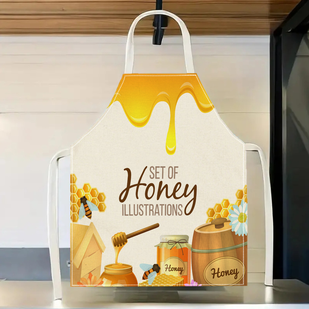 Kitchen Baking Gift Ideas - ผ้ากันเปื้อนลายผึ้งน่ารัก 1 ชิ้น ของขวัญสำหรับคนรักการทำอาหารและการอบขนม ดีไซน์น่ารักเหมาะสำหรับการทำอาหารและการอบขนมที่บ้าน