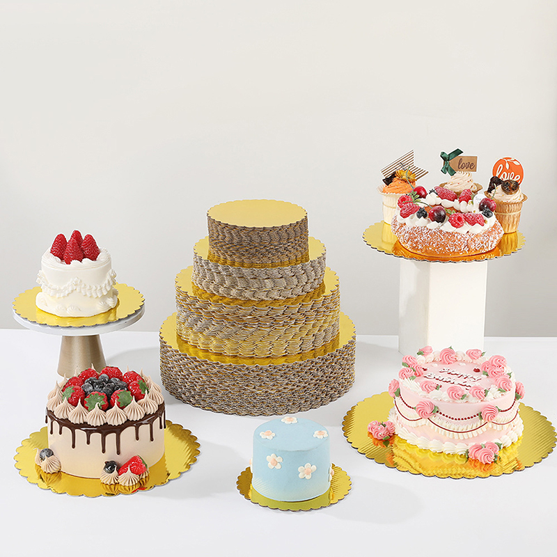 Cake Board Round - ฐานรองเค้กกลมสีทองขนาด 4/5/6/7/8/10 นิ้ว ฐานกระดาษแข็งสำหรับคัพเค้ก ถาดขนมหวาน อุปกรณ์ตกแต่งเค้กสำหรับงานวันเกิด