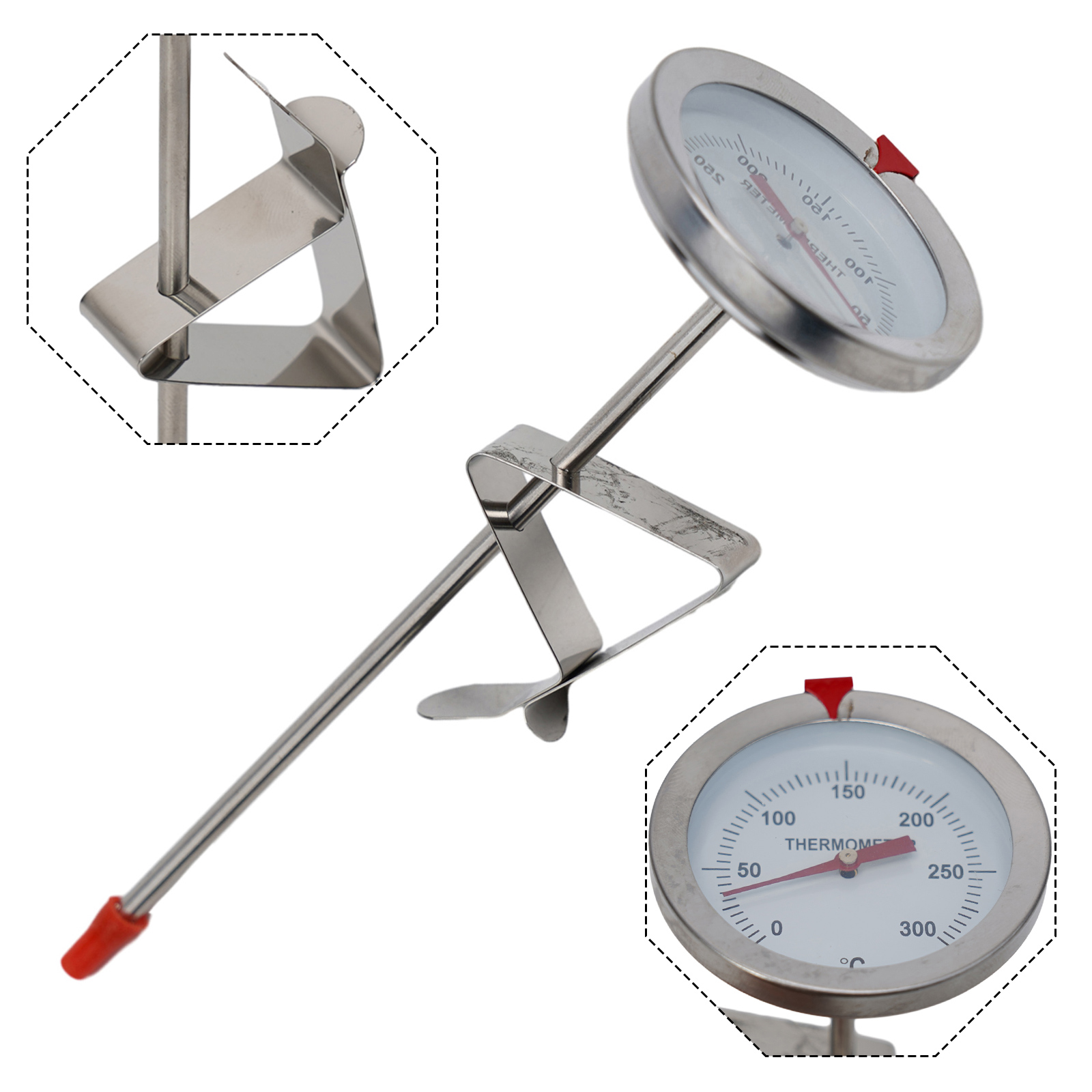 Kitchen Baking Utensil - เทอร์โมมิเตอร์วัดอุณหภูมิอาหารแบบสแตนเลส อุปกรณ์ครัว วัดอุณหภูมิการปรุงอาหาร 0~300 ℃ นม