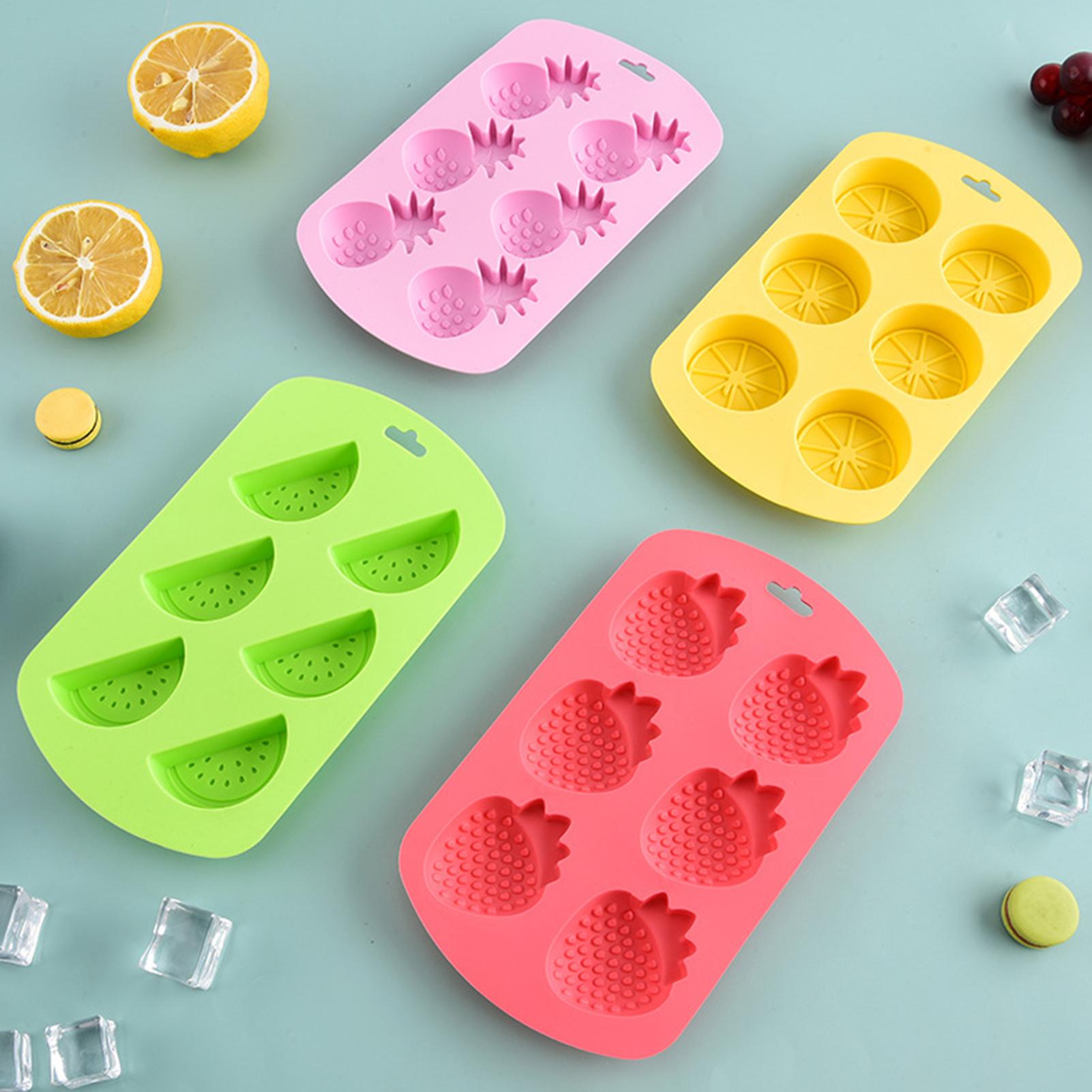 Baking Kitchen Diy - แม่พิมพ์ซิลิโคนรูปผลไม้ 6 ช่อง ไม่ติดกระทะ ใช้ซ้ำได้ สำหรับทำขนม