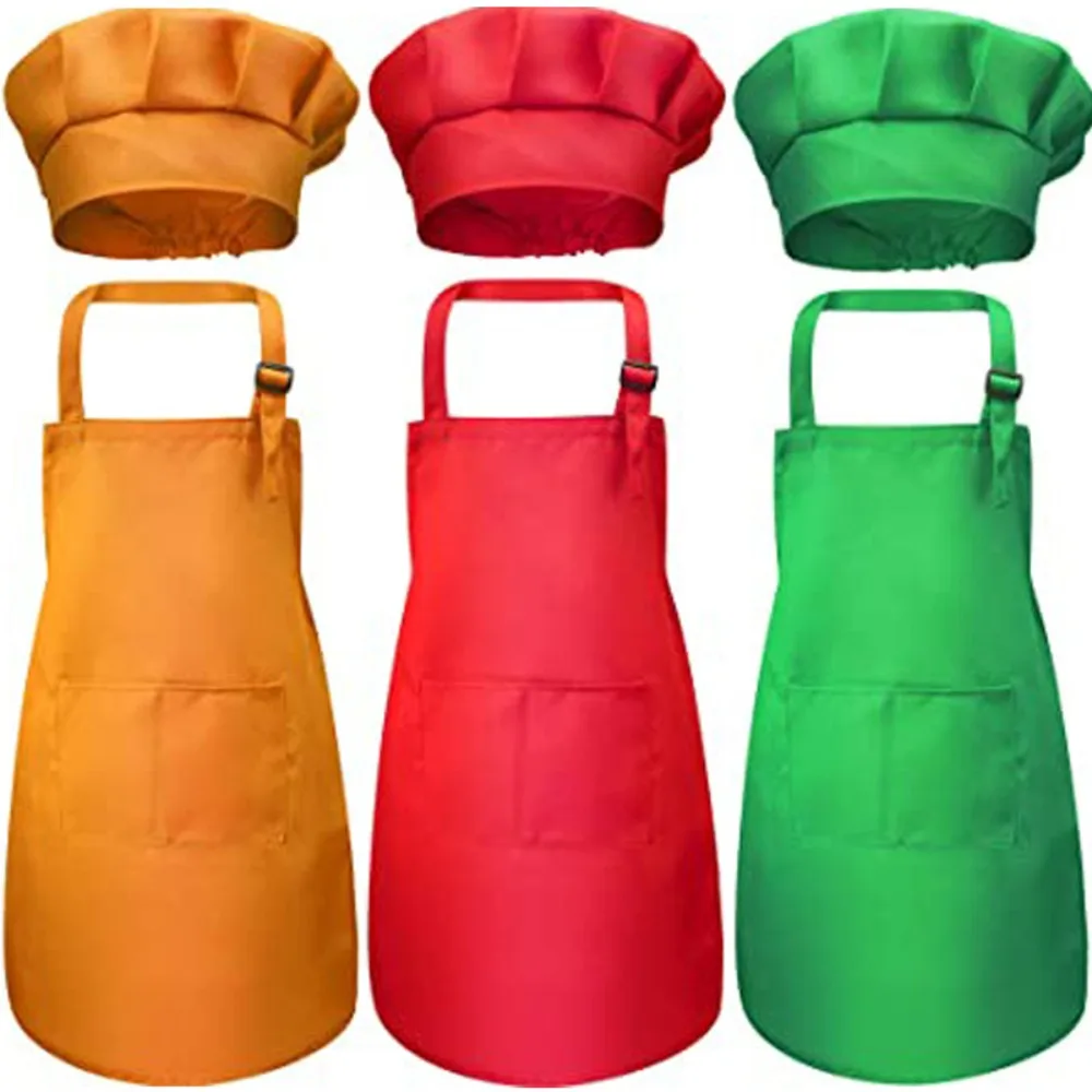 Kitchen Kids Baking Set - ผ้ากันเปื้อนเด็ก ผ้ากันเปื้อนเชฟ มีกระเป๋าหน้า สำหรับเด็กชายและเด็กหญิง ผ้ากันเปื้อนทำครัว งานฝีมือ