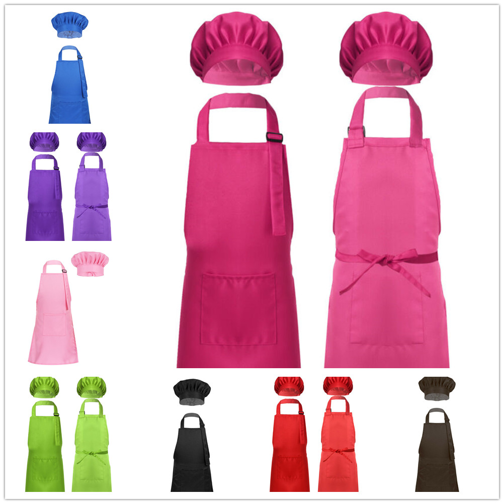 Kitchen Kids Baking Set - เด็ก Chef ผ้ากันเปื้อนเด็กชายหญิงปรับผ้ากันเปื้อนและหมวกเชฟชุดสำหรับห้องครัวทำอาหาร Baking ภาพวาดสวมใส่กระเป๋าด้านหน้า bib