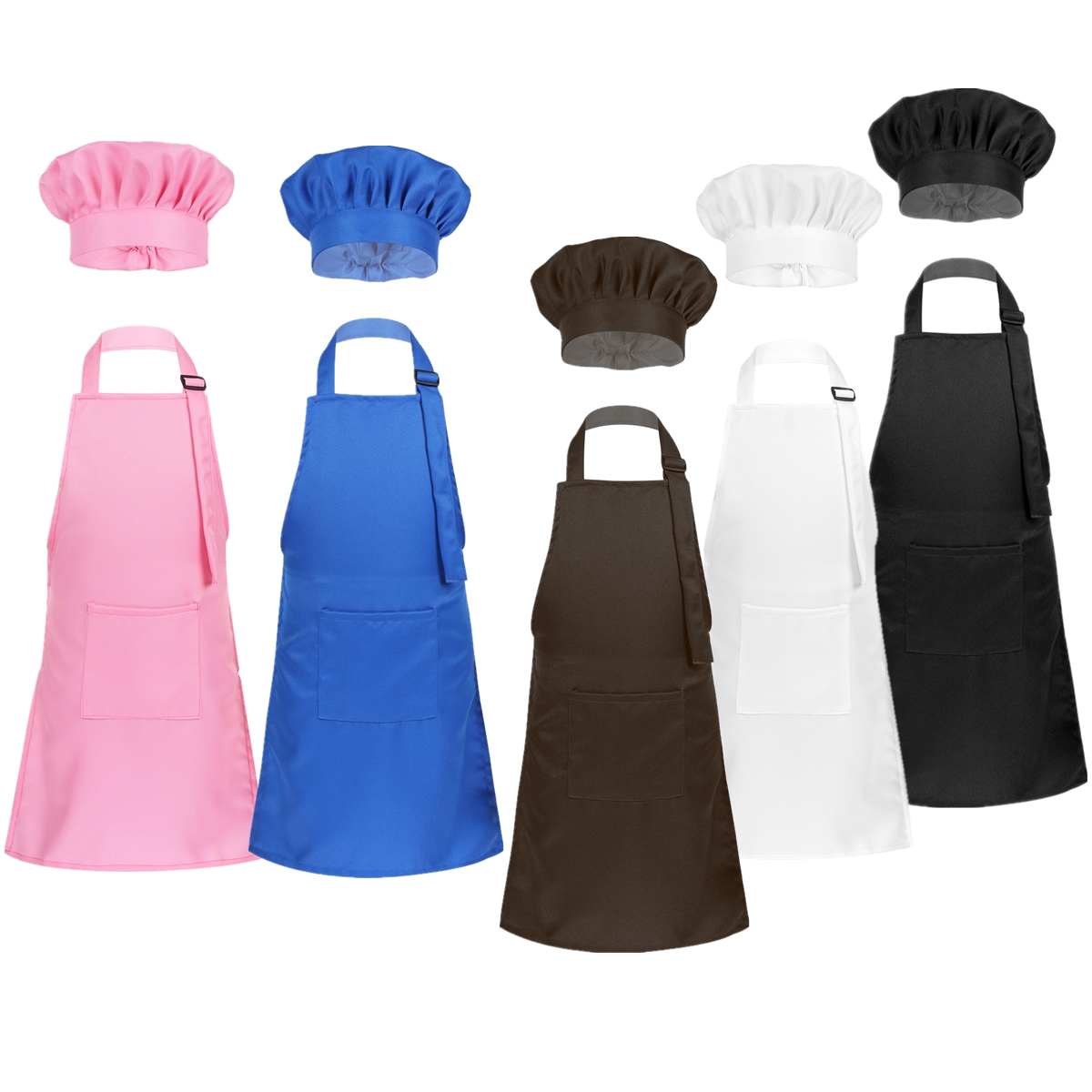 Kitchen Kids Baking Set - Unisex Chirdren ผ้ากันเปื้อนผ้ากันเปื้อนแบบปรับได้และหมวกเชฟชุดสําหรับห้องครัวทําอาหารเบเกอรี่ภาพวาดการฝึกอบรมสวมใส่ผ้ากันเปื้อนชายหญิง