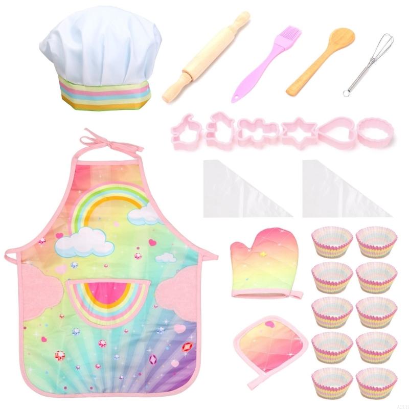 เด็กผ้ากันเปื้อนอบชุดถุงมือและ - Kitchen Kids Baking Set บทวิจารณ์และราคา